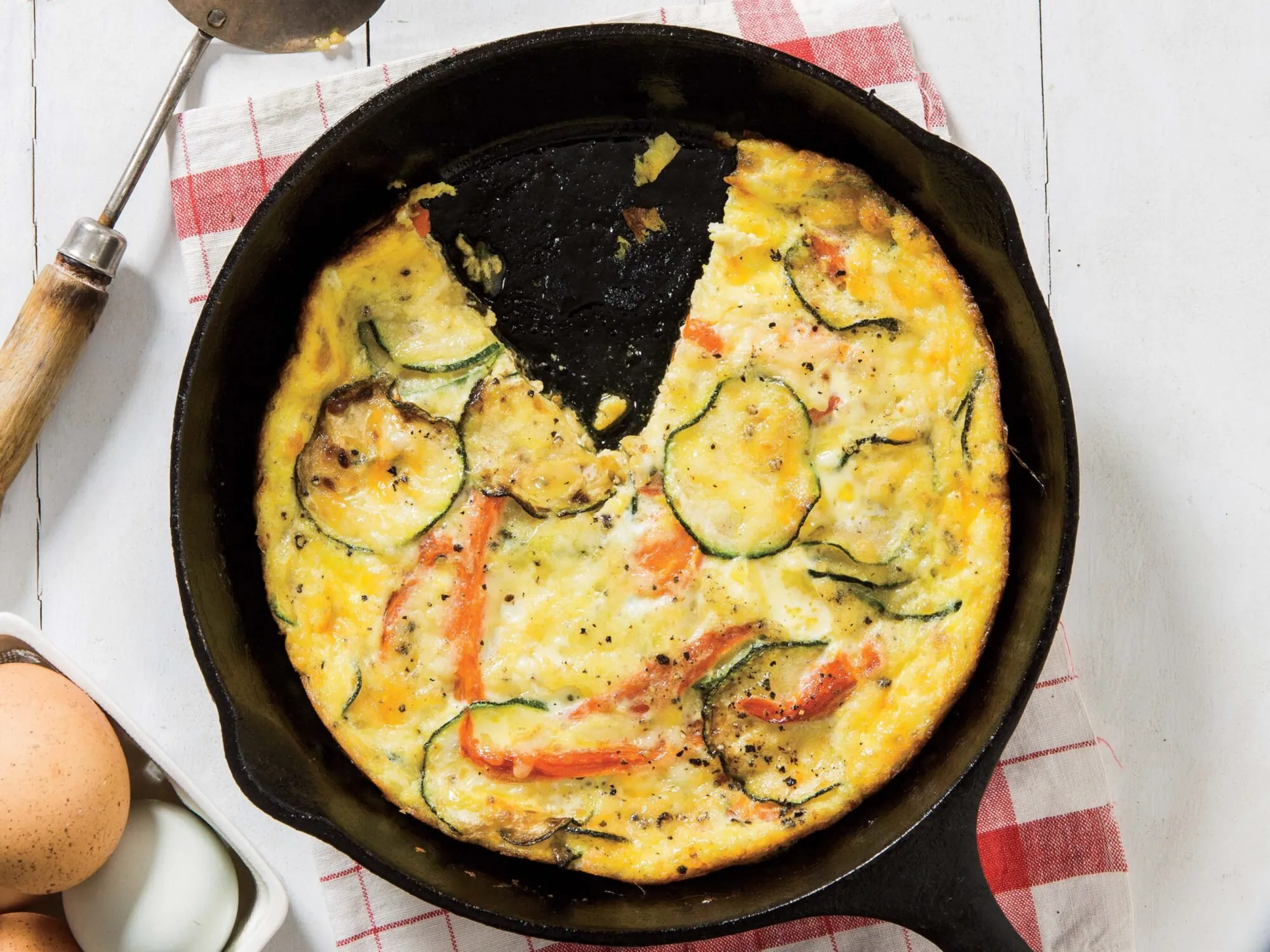 Frittata with Potatoes, Zucchini and Red Peppers