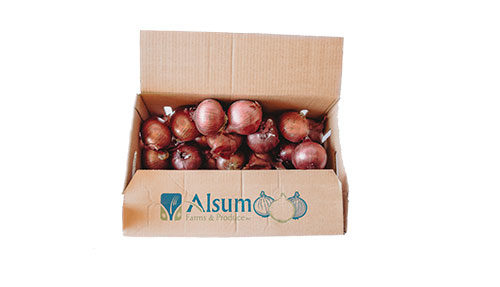 carton of Alsum red onions