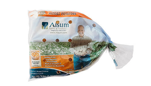 bag of Alsum organic russet potatoes