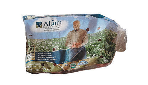 bag of Alsum organic red potatoes