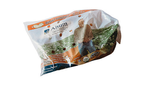 bag of Alsum organic russet potatoes