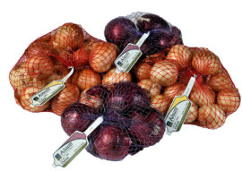 Onion distributor, Alsum Farms & Produce, bags of yellow and red onion