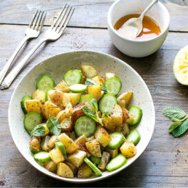 Sumac Roasted Potato And Cucumber Salad