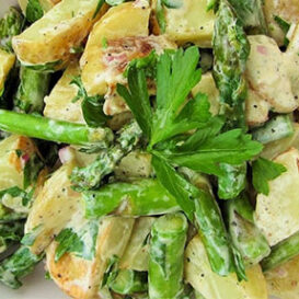 Warm Dijon-Roasted Asparagus & Potato Salad