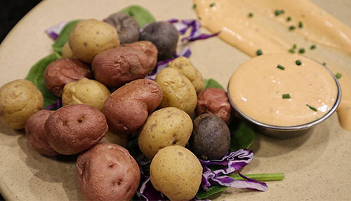 Potato Dippers with Cilantro Yogurt Sauce