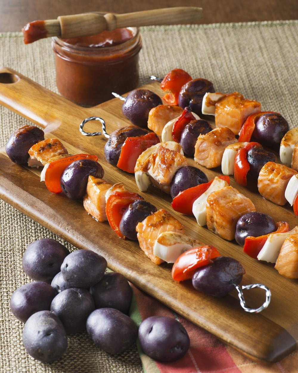 Salmon Skewers with a Smoky Maple Glaze