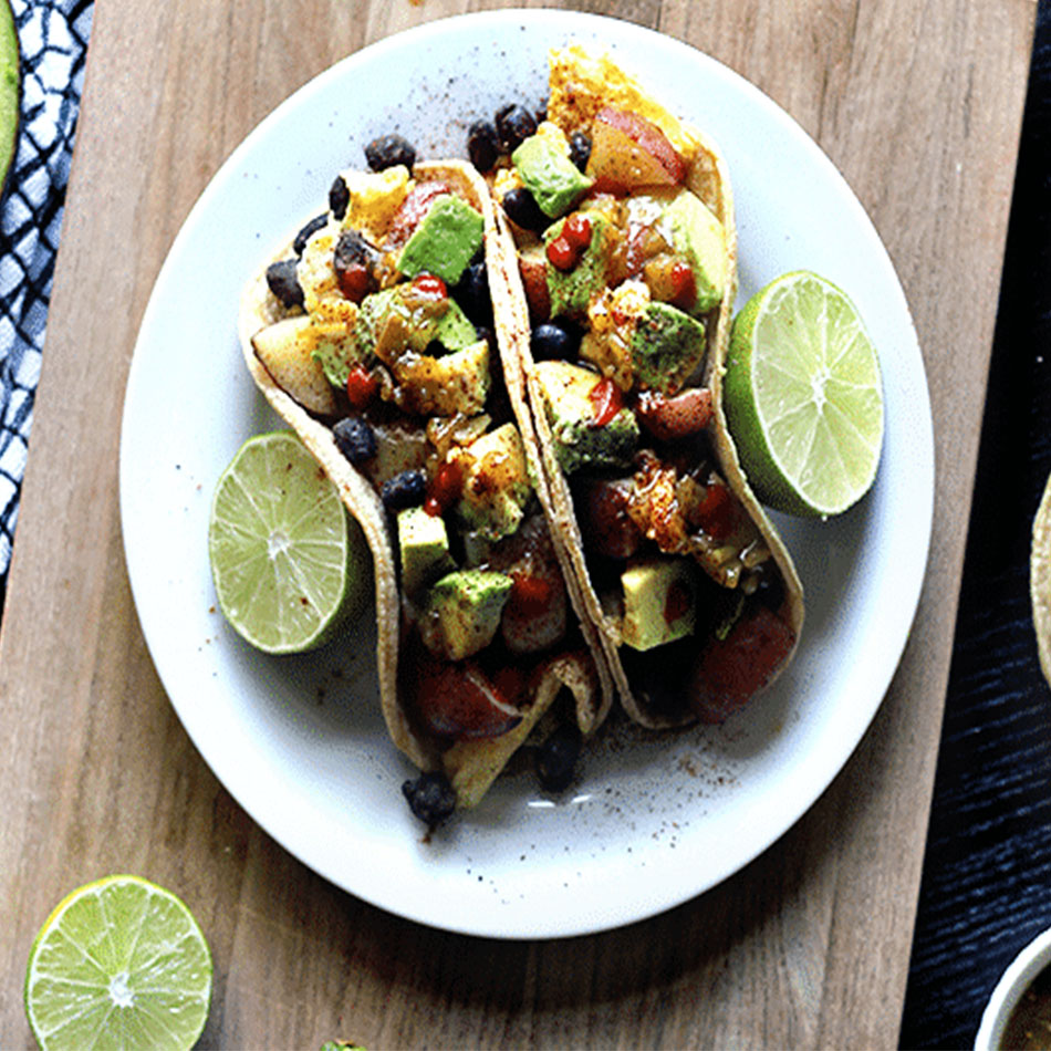 Vegetarian Breakfast Tacos with Yellow Potatoes