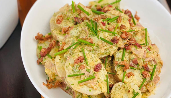 German Style Potato Salad with Warm Bacon Dressing